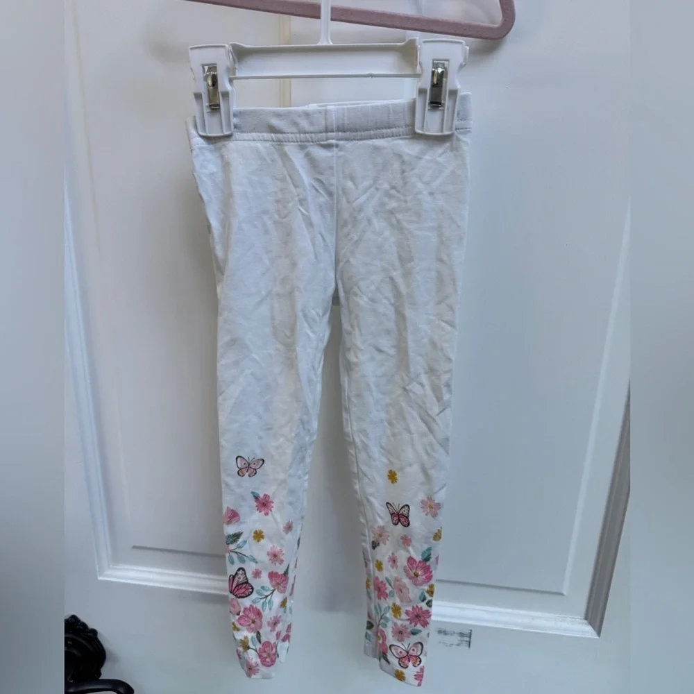 NWOT Carter’s 3T White & Pink Girls Floral Leggings Pants